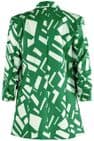 Geo Print Ruffle Sleeve Blazer Green