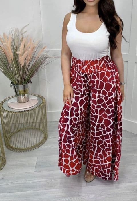 Giraffe Palazzo Culottes Red