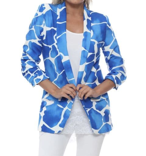 Giraffe Print Blazer Cobolt Blue