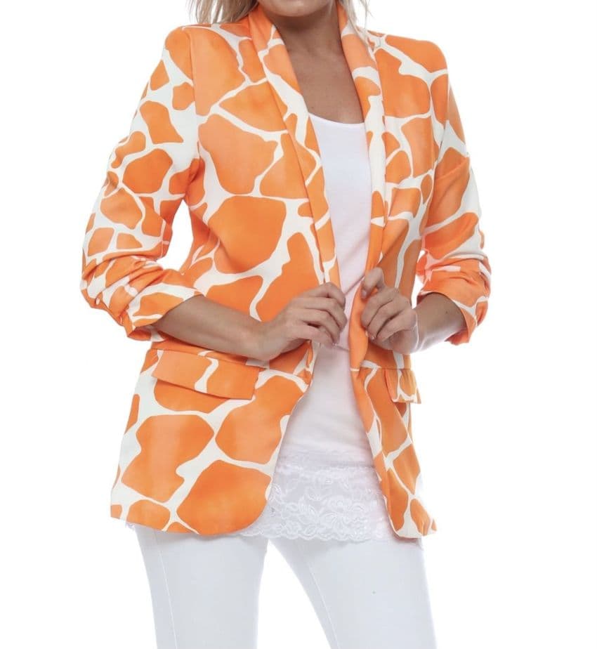 Giraffe Print Blazer Orange