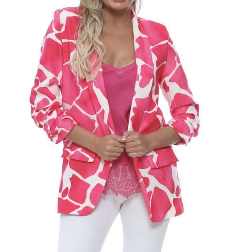 Giraffe Print Blazer Pink