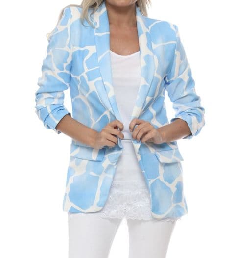 Giraffe Print Blazer Sky Blue
