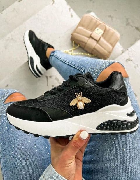 Glitzy Bee Trainers Black