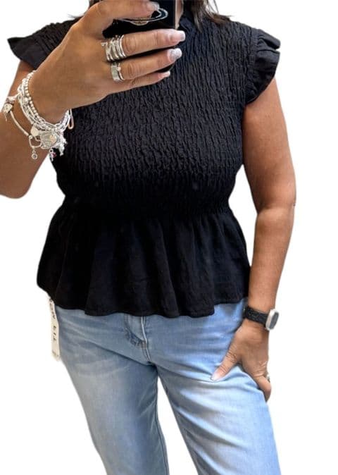 Havana Shirred Top Black