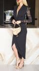 Jelani Plunge Lace Arm Wrap Dress Black