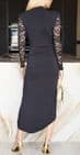 Jelani Plunge Lace Arm Wrap Dress Black