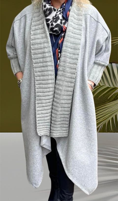 Josie Waterfall Coatigan Light Grey