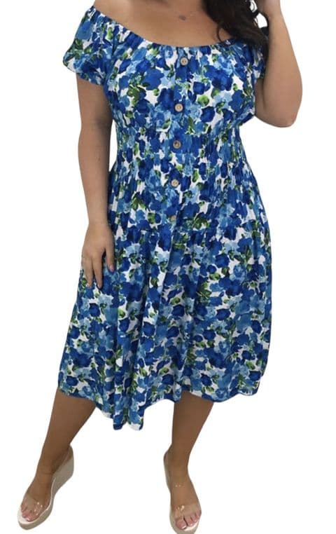 Jossa Magic Bardot Midi Dress Blue