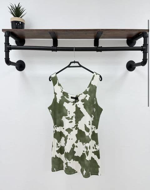 Khaki Splash Ribbed Vest Top