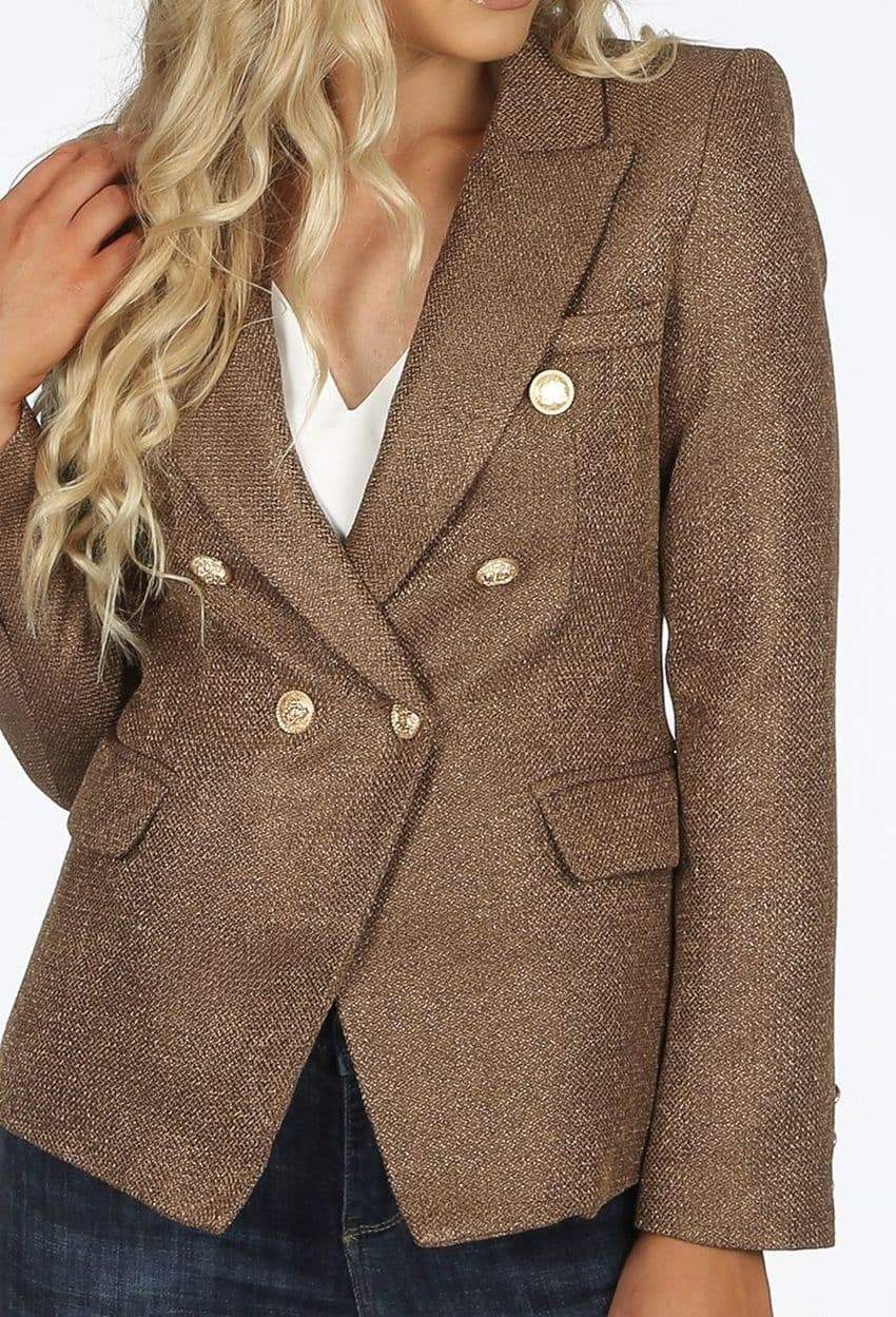 Knitted Hopsack Blazer Camel