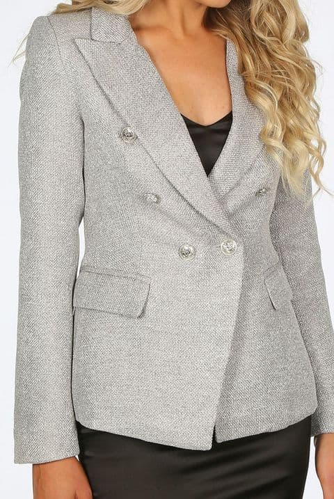 Knitted Hopsack Blazer Grey