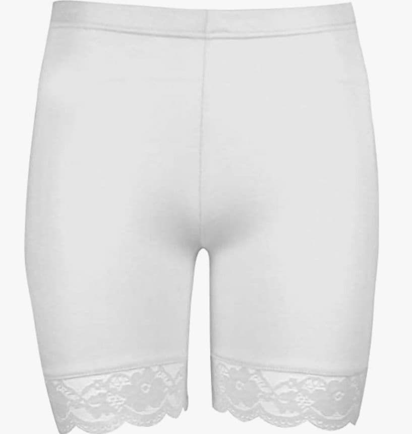 LACE CHUB RUB SHORTS LACE BOTTOM WHITE