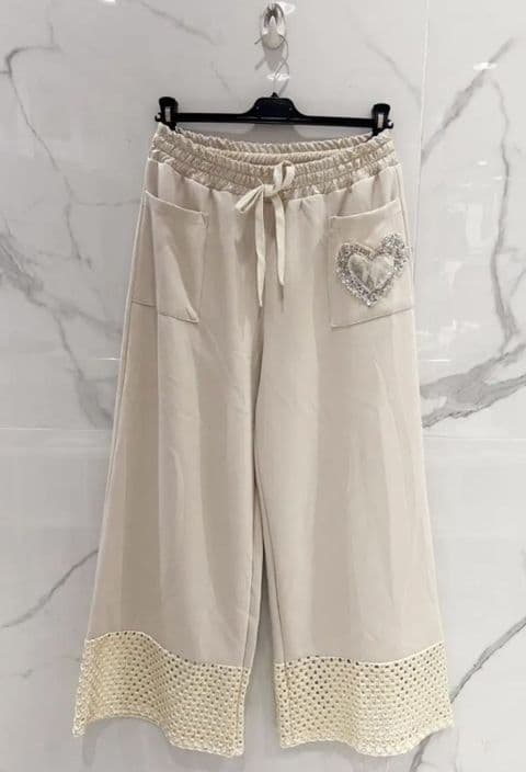 Lattice Joggers Beige
