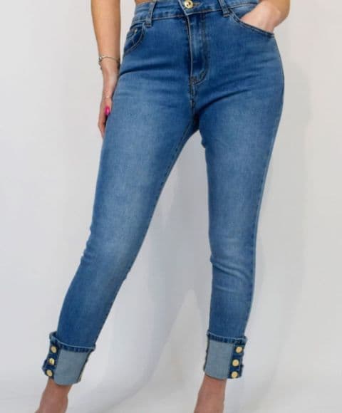 Leotina Gold Button Skinny Jeans