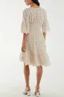 Lorenzo Broderie Anglaise Laser Cut Midi Dress Beige