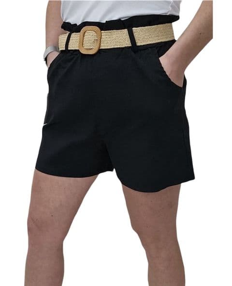 Magic Paperbag Belted Shorts Black