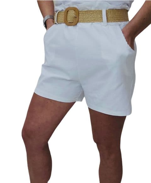 Magic Paperbag Belted Shorts White