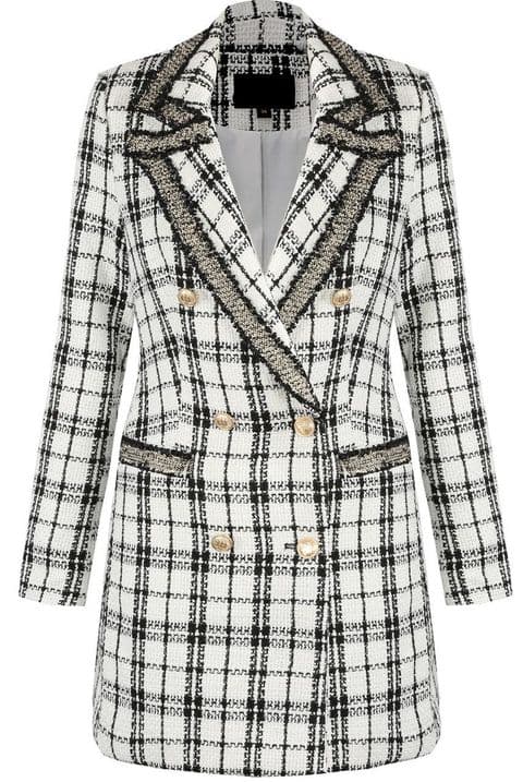 Monochrome Longline Tweed Blazer