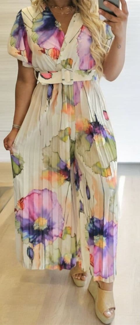 Naya Pleated Belted Jumpsuit