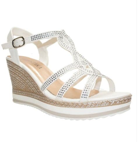 PATRAS DIAMANTÉ WEDGES WHITE