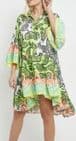 Patsy Paisley Print Smock Dress Green