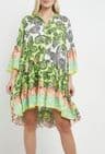 Patsy Paisley Print Smock Dress Green