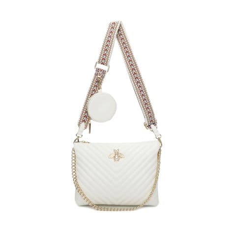 PEARL BEE CROSS BODY BAG WHITE