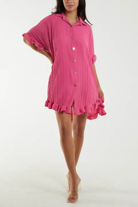 POLLY CRINKLE PLEAT SMOCK TUNIC PINK