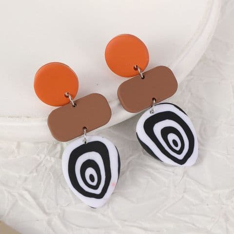 Quirky Circles Layers Fashion Earrings Tan