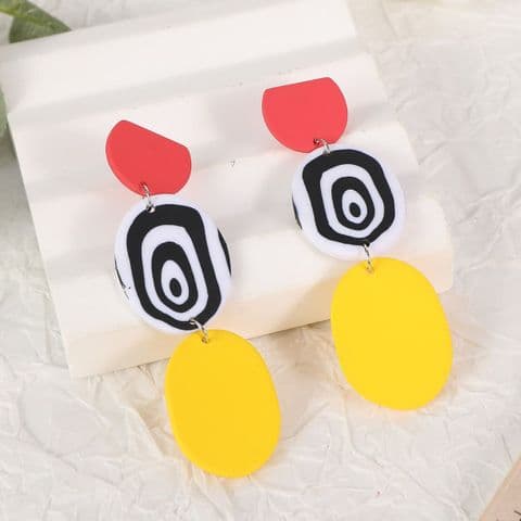 Quirky Circles Layers Fashion Earrings Yellow