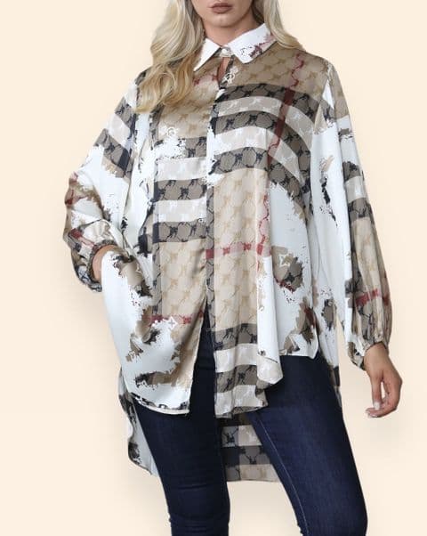 Raso Designer Inspired Satin Silky Shirt Blouse