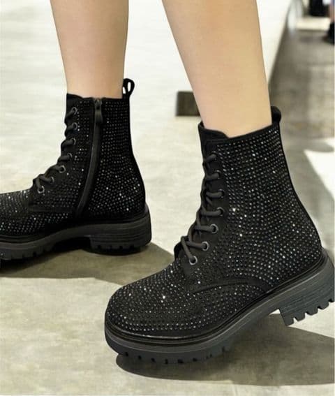 Ritz Rhinestone Diamante Doc Inspired Boots
