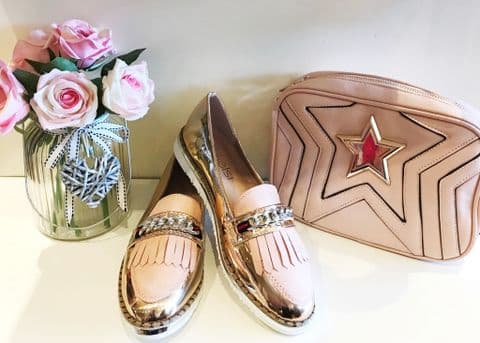 Rose Gold Chain Loafers