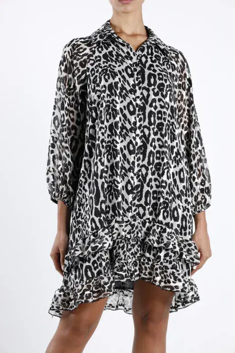 Roxy Leopard Smock Tunic Dress
