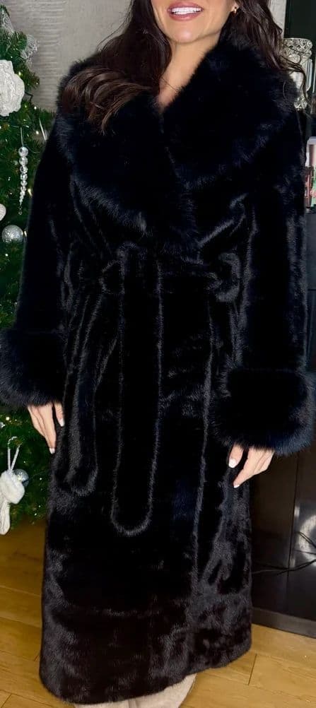 Sara Faux Fur Coat Black