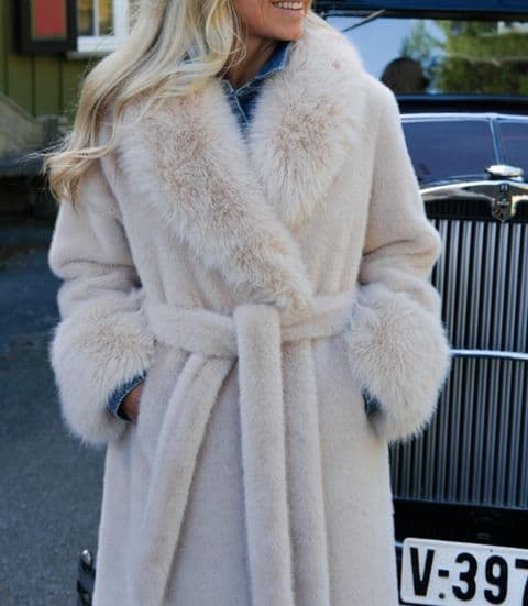 Sara Faux Fur Coat Cream