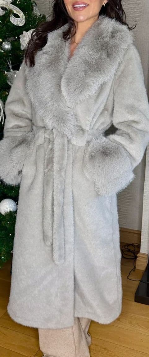 Sara Faux Fur Coat Grey
