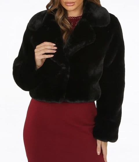 Selena Fur Jacket Black