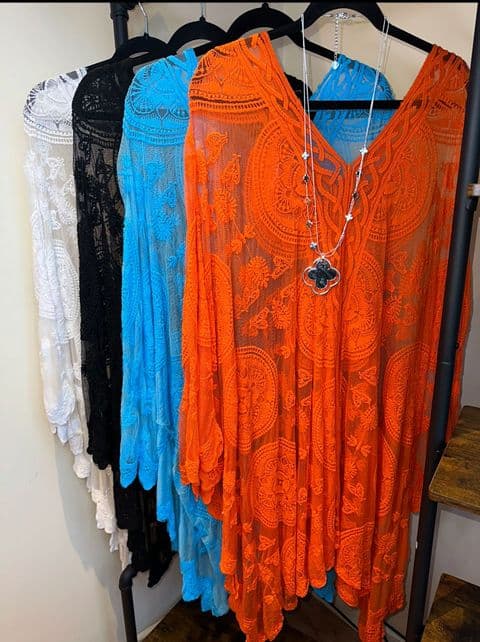 Sian Crochet Lace Mesh Ponchos