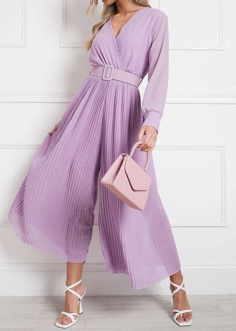 Sophia Pleated Reversible Jumpsuit Lilac