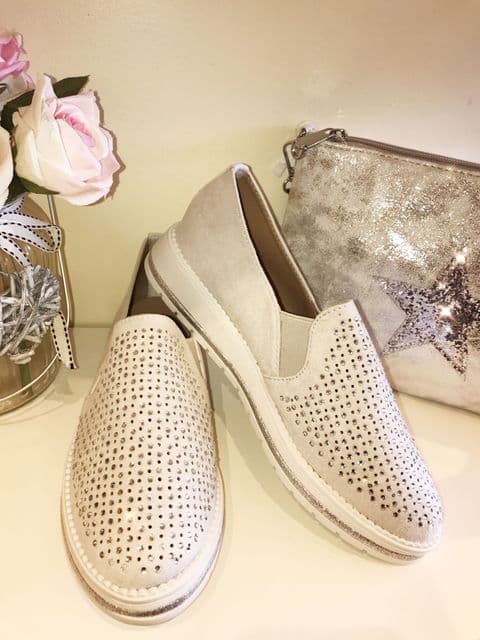 Sparkly Grey Diamante Loafers
