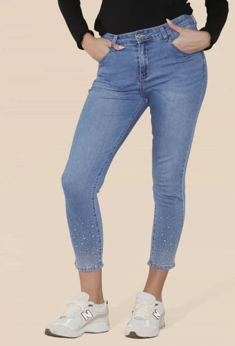 Stefania Diamante Skinny Jeans Light Blue