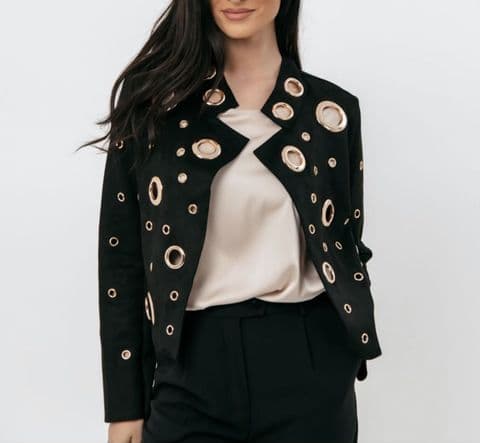 Suedette Eyelet Jacket Black