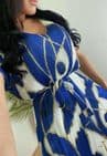SUSANNA V-NECK PLEATED DRESS ROYAL BLUE
