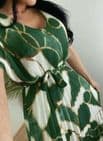 SUSANNA V-NECK PLEATED DRESS ROYAL GUCCI GREEN