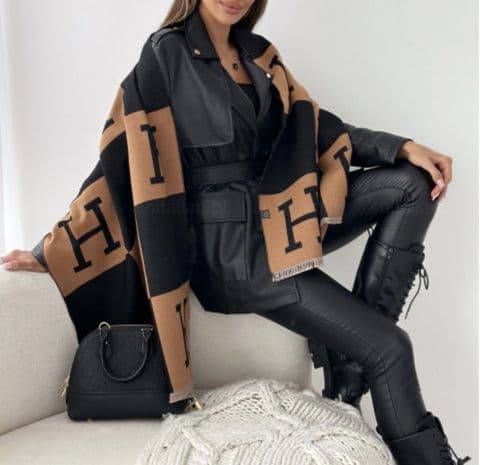 The H Scarf Black & Camel