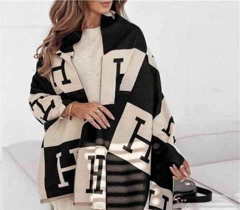 The H Scarf Black & Cream