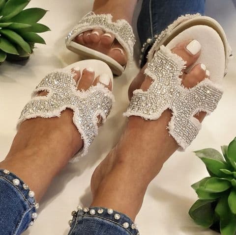 The Sparkly Diamanté H Flat Sandal