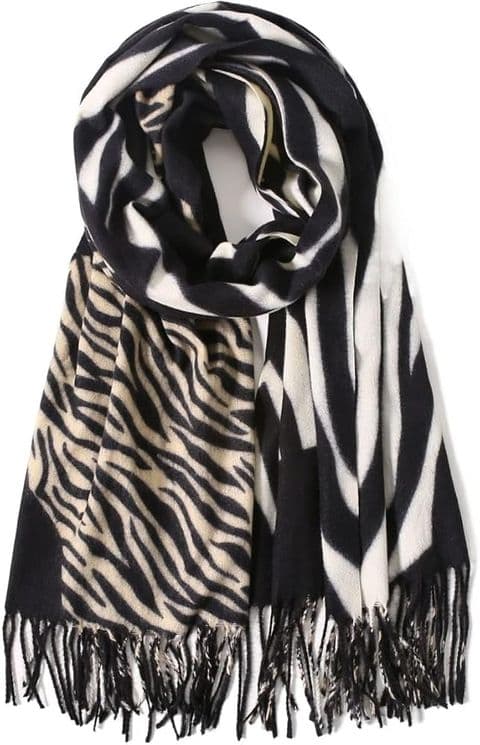 The Zebra Animal Multi Print Scarf Black Multi