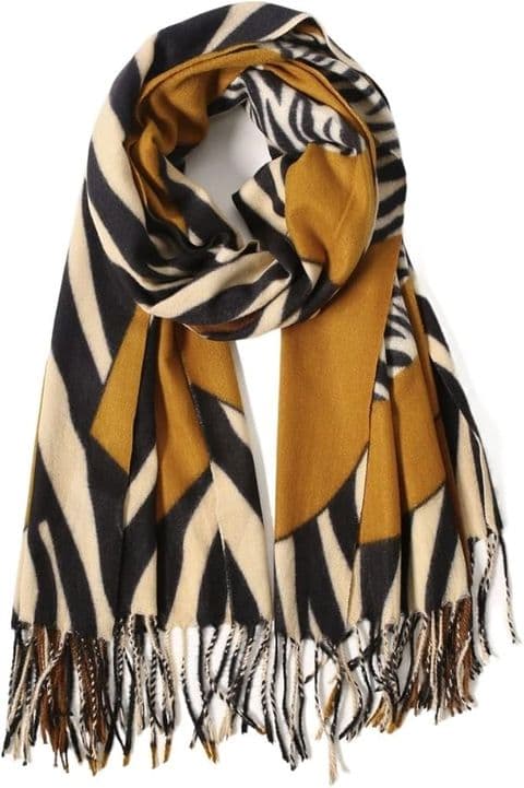The Zebra Animal Multi Print Scarf Mustard Multi